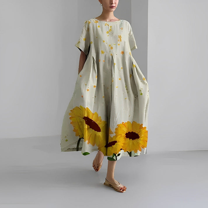 Vestido Midi Floral de Estilo Relajado para Mujer