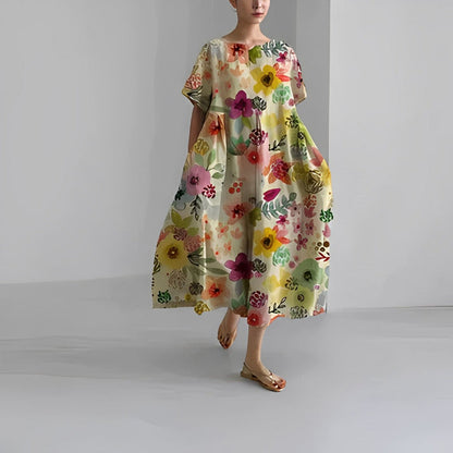 Vestido Midi Floral de Estilo Relajado para Mujer