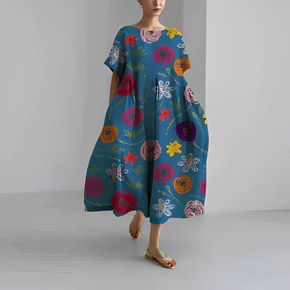 Vestido Midi Floral de Estilo Relajado para Mujer