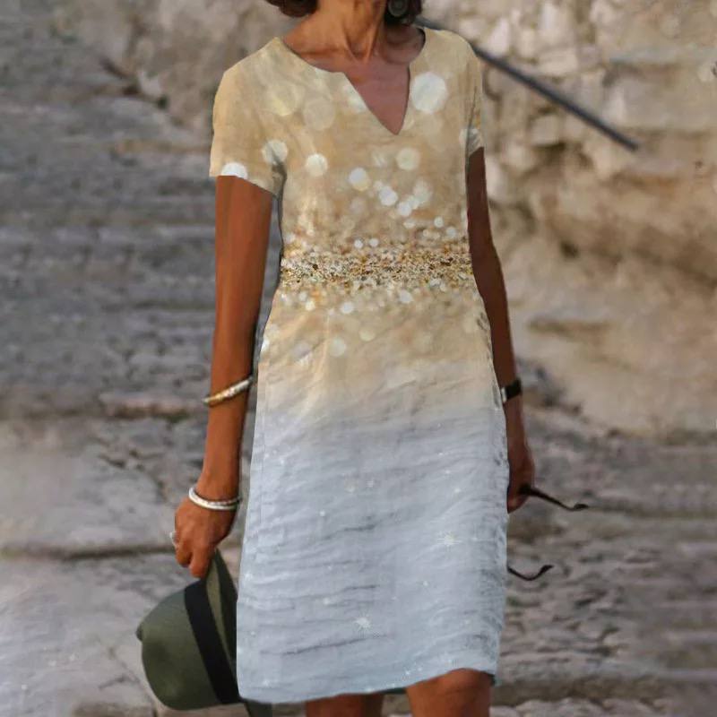 Vestido floral con cuello en V para mujer