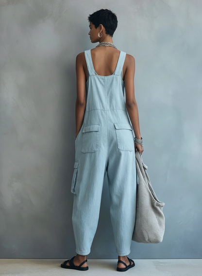 Women's Loose Casual Multi-Pocket Zipper Overalls