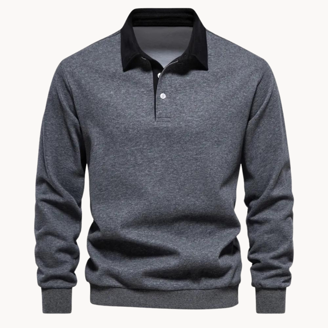 Suéter de manga larga estilo polo de invierno para hombre