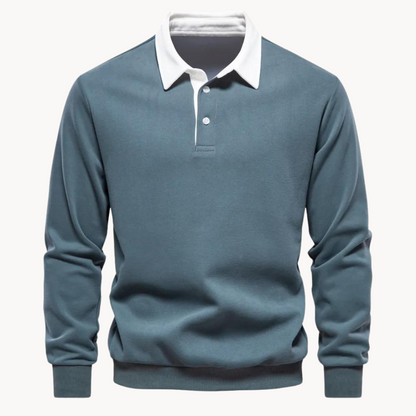 Suéter de manga larga estilo polo de invierno para hombre