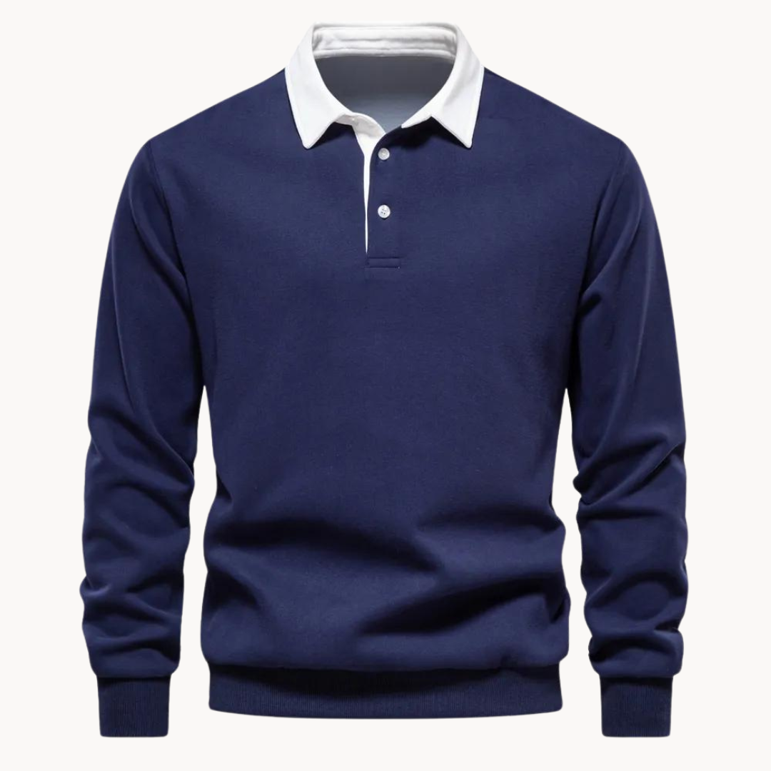 Suéter de manga larga estilo polo de invierno para hombre