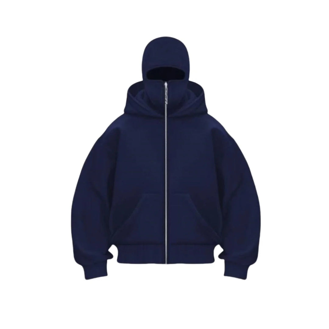 Men’s Winter Full Zip Face Cover Hoodie Jacket