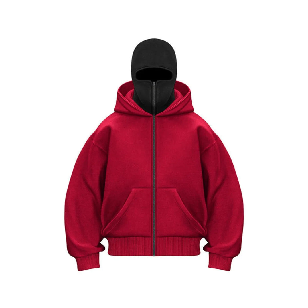 Men’s Winter Full Zip Face Cover Hoodie Jacket