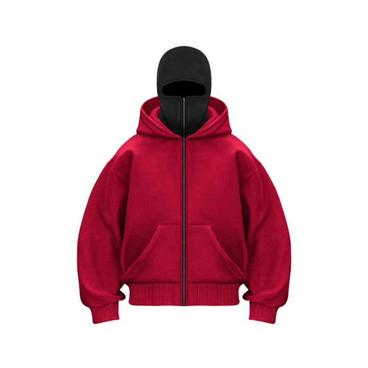 Men’s Winter Full Zip Face Cover Hoodie Jacket