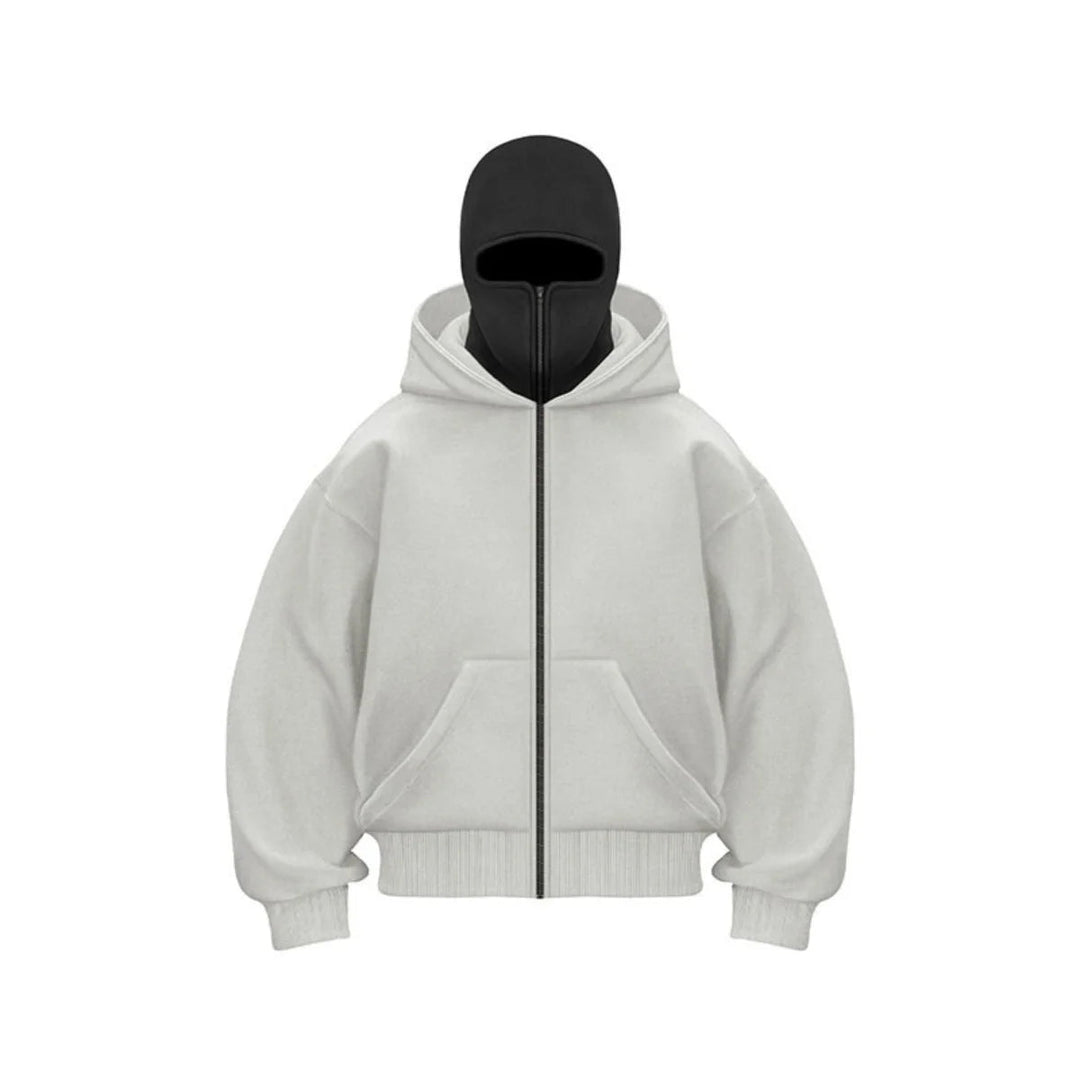Men’s Winter Full Zip Face Cover Hoodie Jacket