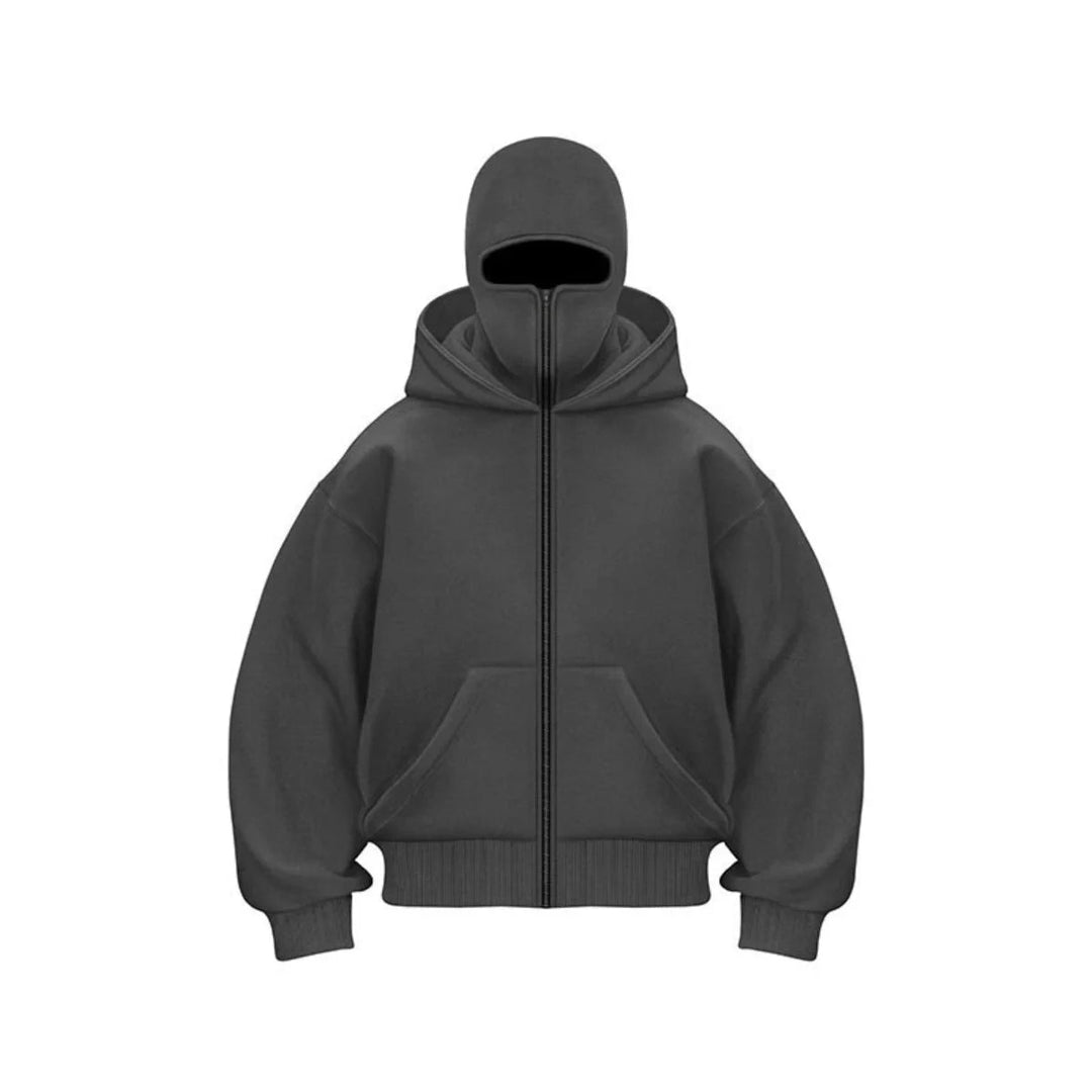 Men’s Winter Full Zip Face Cover Hoodie Jacket