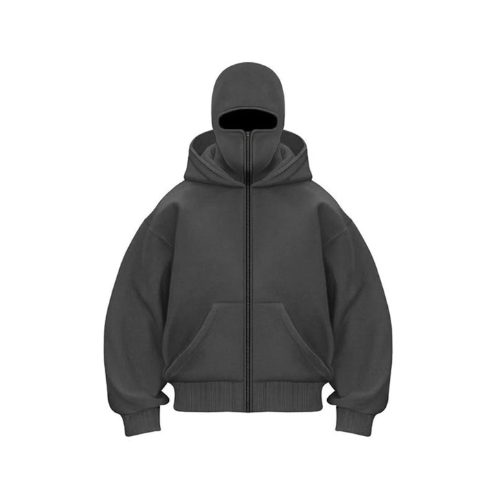 Men’s Winter Full Zip Face Cover Hoodie Jacket