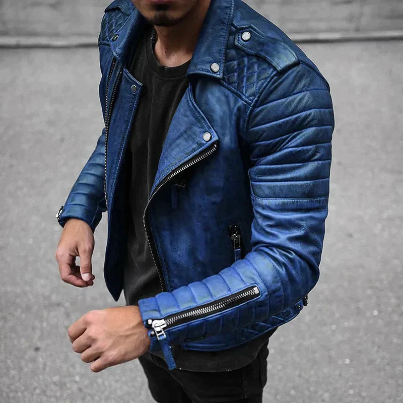 Men’s Trendy Zip-Up Moto Jacket