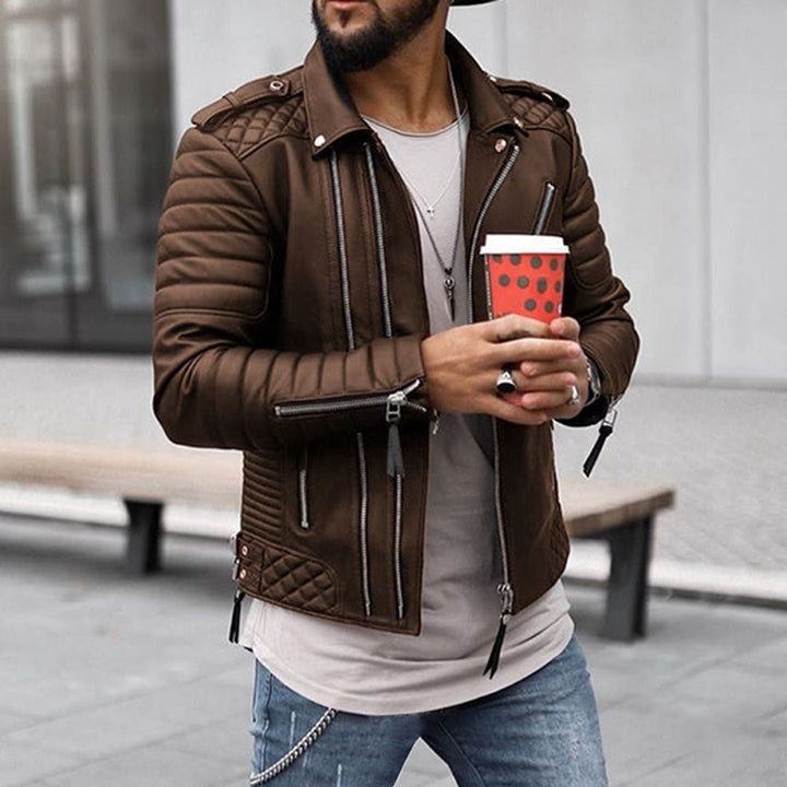 Men’s Stylish Zip-Up Moto Biker Jacket