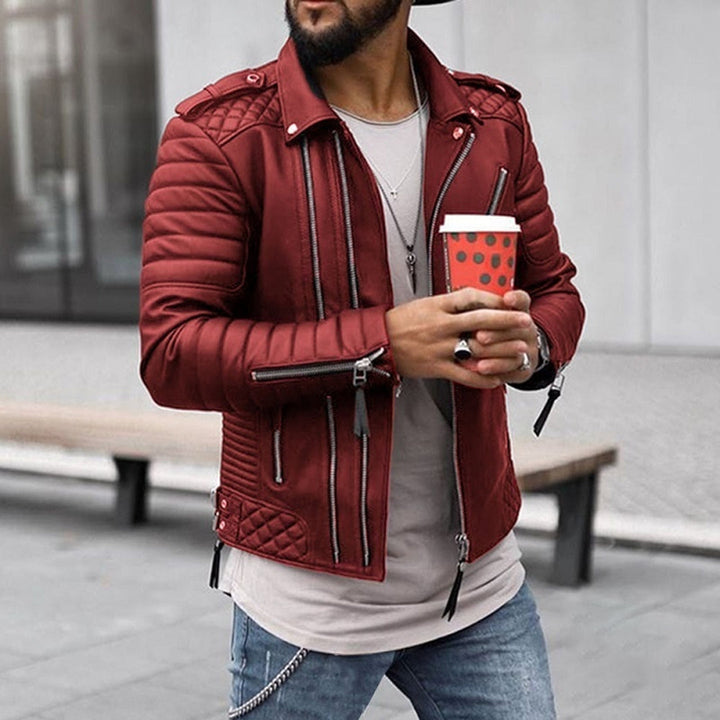 Men’s Stylish Zip-Up Moto Biker Jacket
