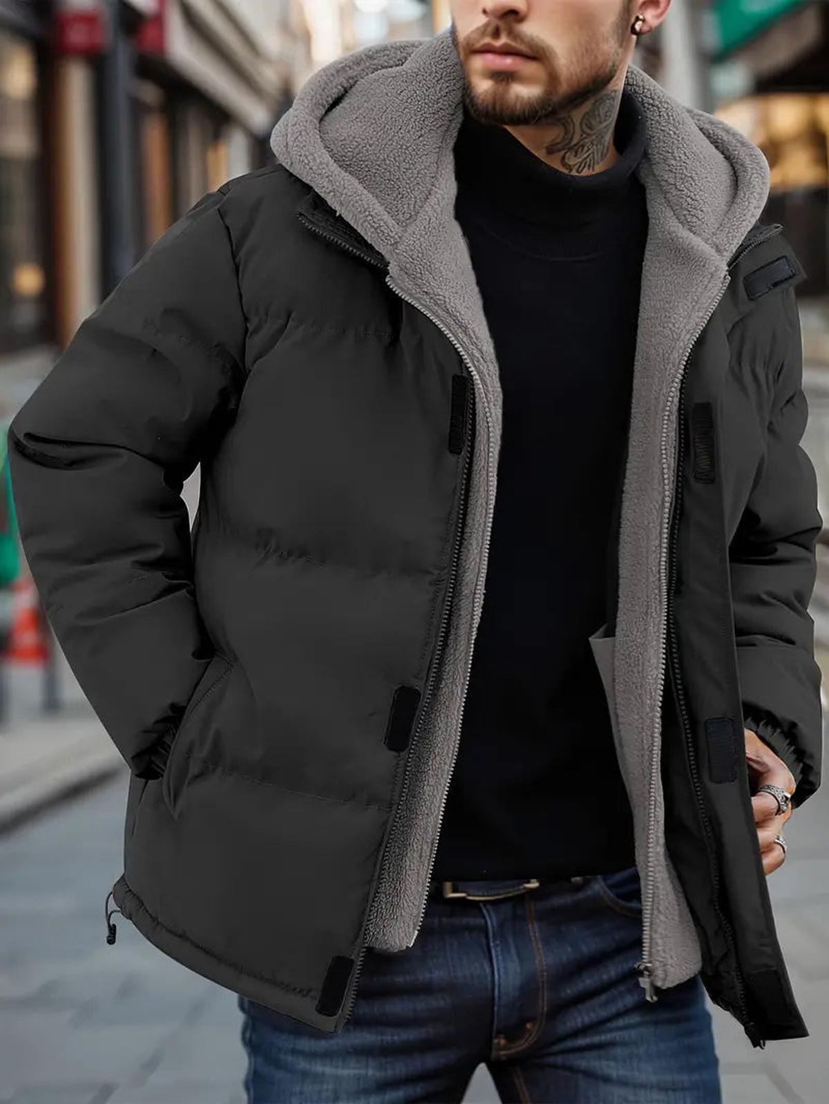 Chaqueta con capucha de hombre, estilo urbano cálido
