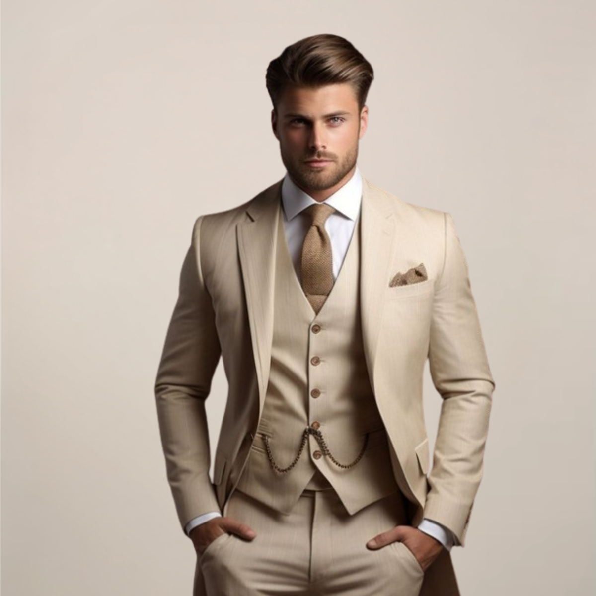 Traje formal de tres piezas para hombre - Primavera