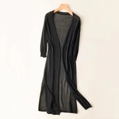 Cárdigan largo casual de corte holgado para mujer