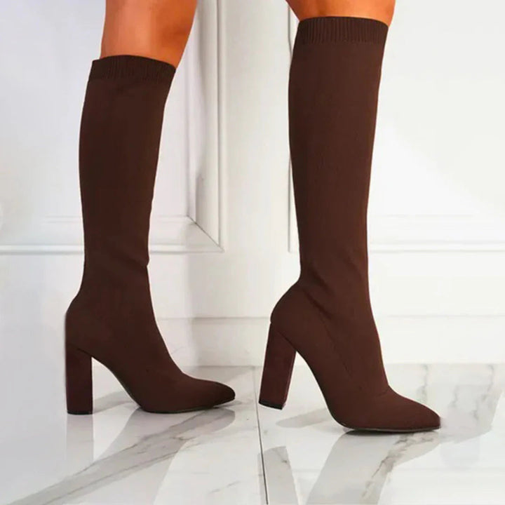 Botas de tacón alto de invierno para mujer hasta la rodilla