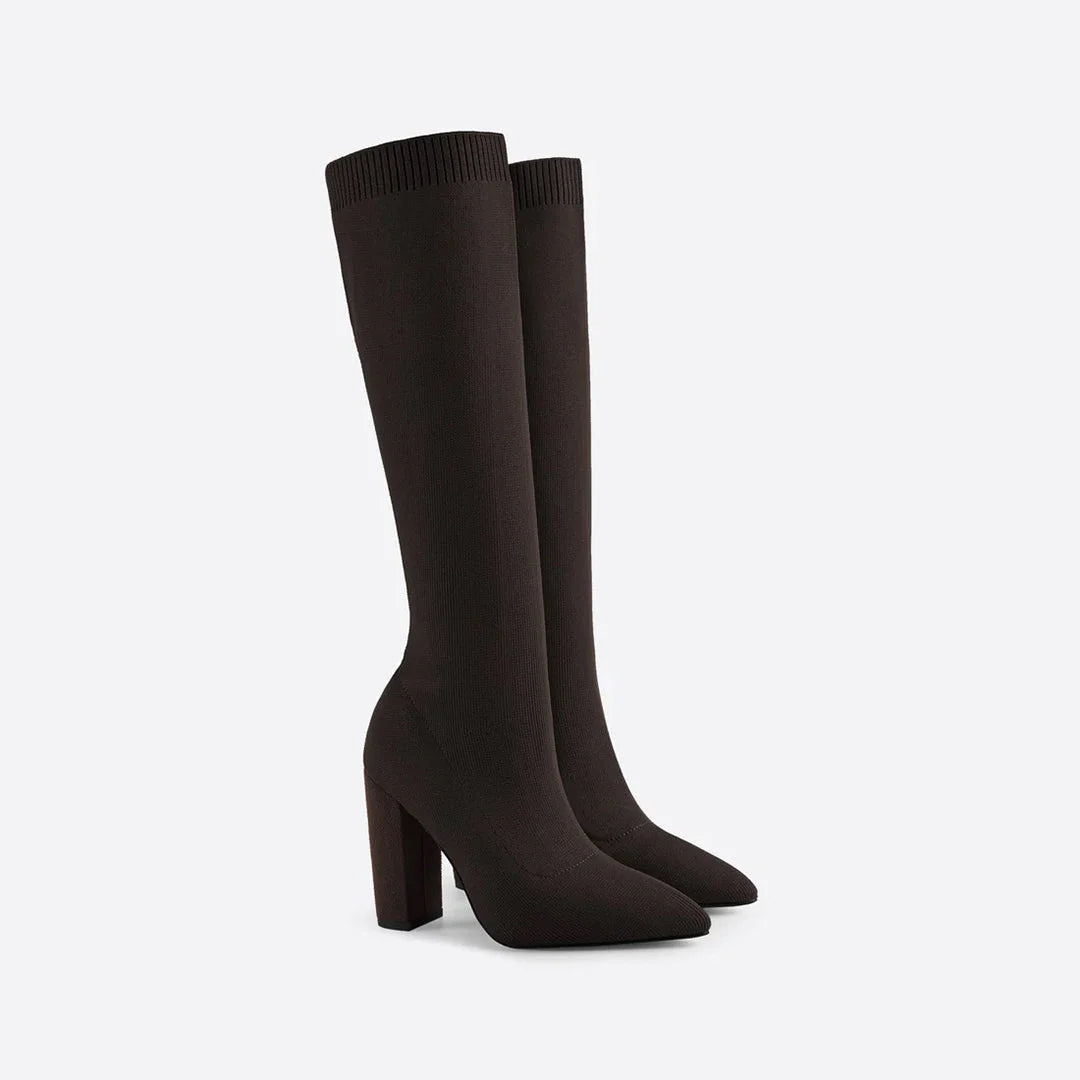 Botas de tacón alto de invierno para mujer hasta la rodilla