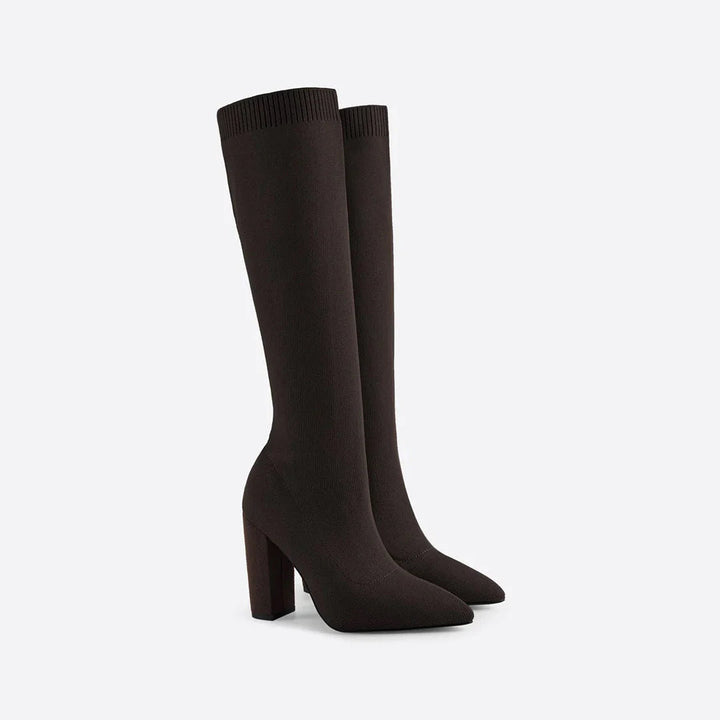 Botas de tacón alto de invierno para mujer hasta la rodilla