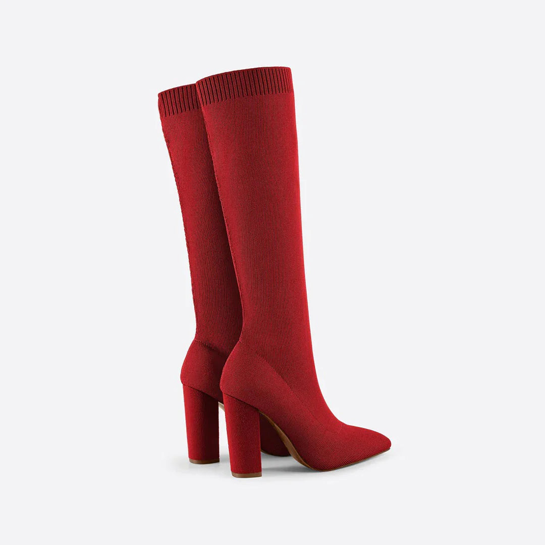Botas de tacón alto de invierno para mujer hasta la rodilla