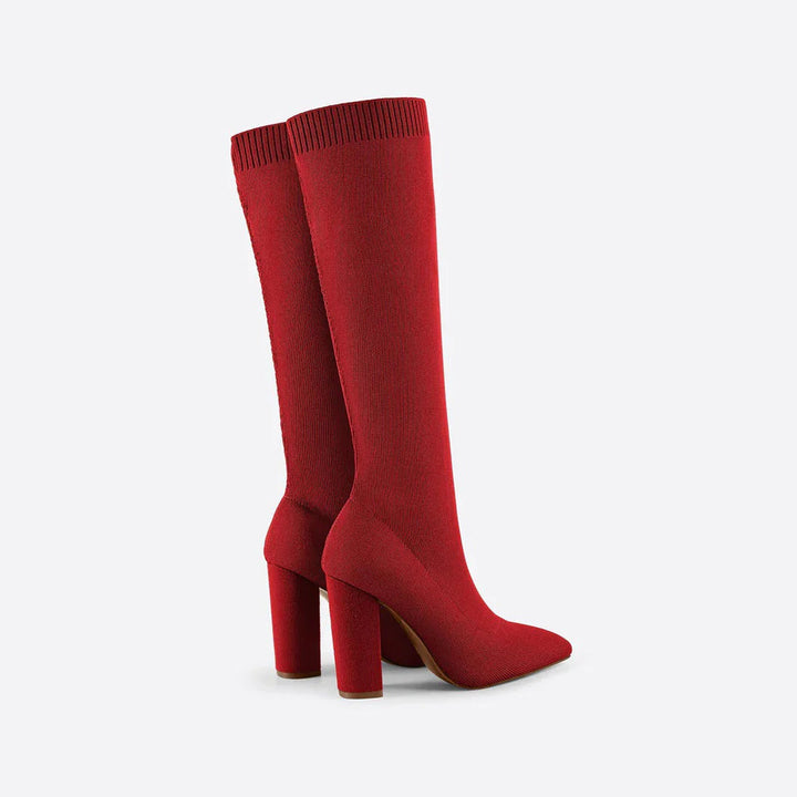 Botas de tacón alto de invierno para mujer hasta la rodilla