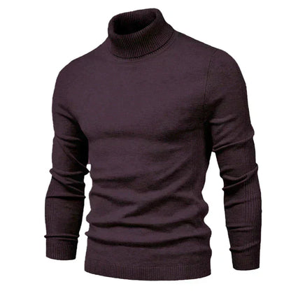 Suéter de cuello alto de punto cálido para hombre