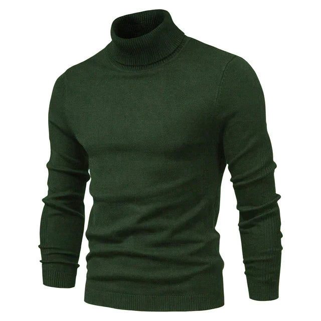Suéter de cuello alto de punto cálido para hombre