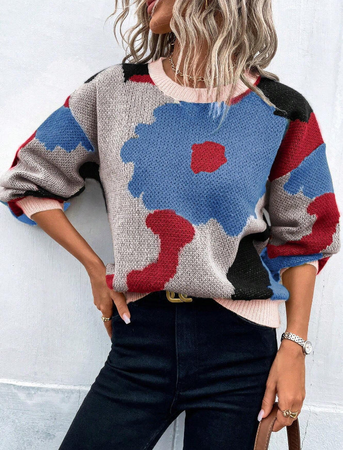 Women's Floral Print Pullover Sweater