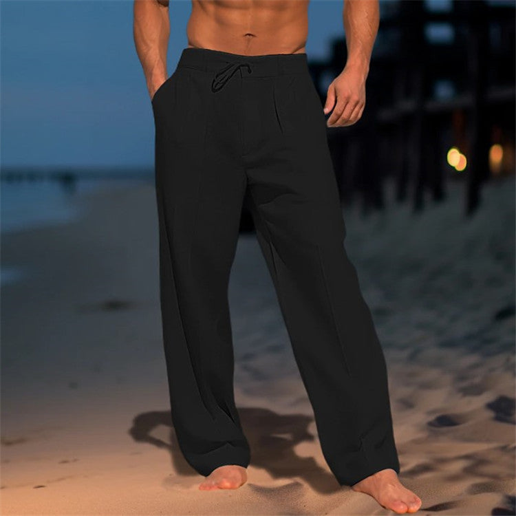 Pantalones relajados de hombre con cordón para primavera