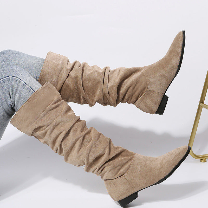 Women’s Slouchy Knee-High Boots with Block Heel