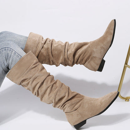 Women’s Slouchy Knee-High Boots with Block Heel