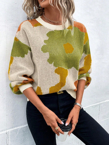 Suéter pullover floral para mujer