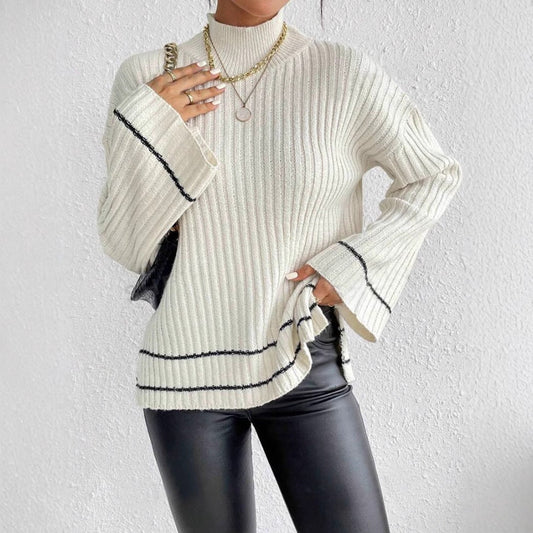 Suéter de punto acanalado holgado de invierno para mujer