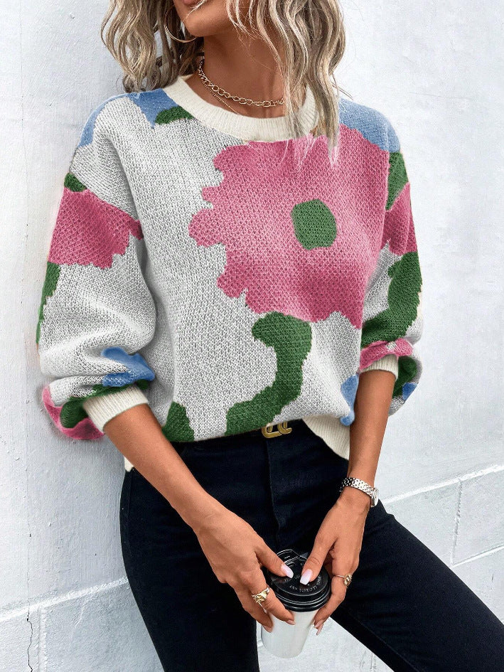 Women's Floral Print Pullover Sweater