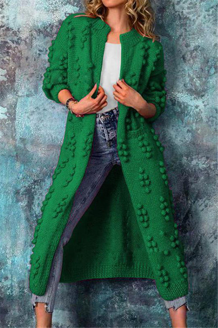 Women’s Long Knit Open Front Textured Cardigan