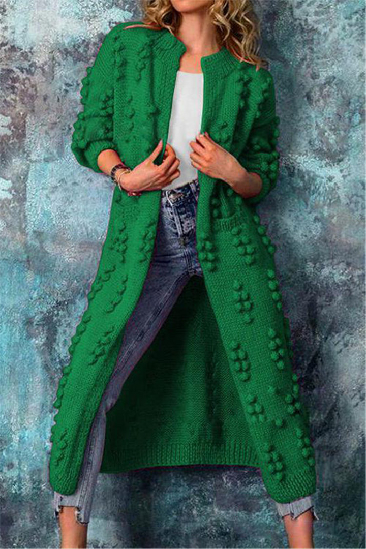 Women’s Long Knit Open Front Textured Cardigan