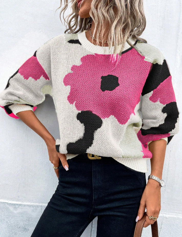 Women's Floral Print Pullover Sweater