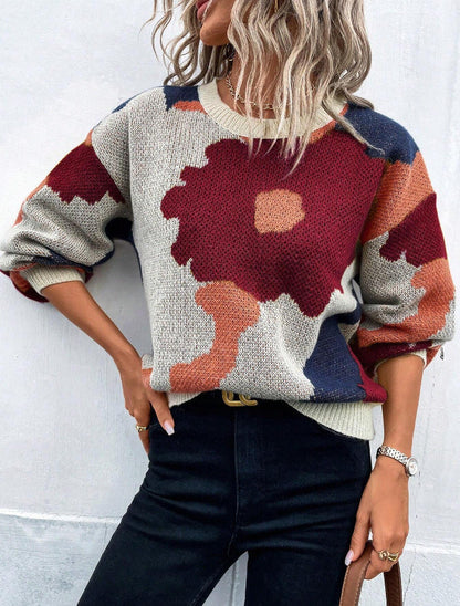 Suéter pullover floral para mujer