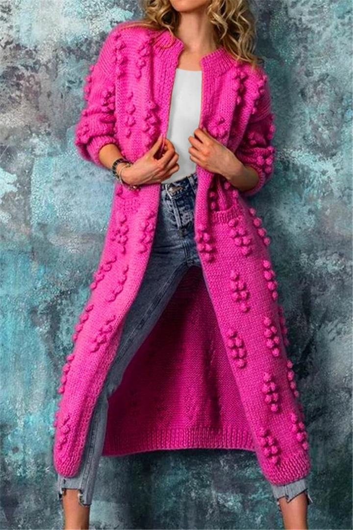Women’s Long Knit Open Front Textured Cardigan