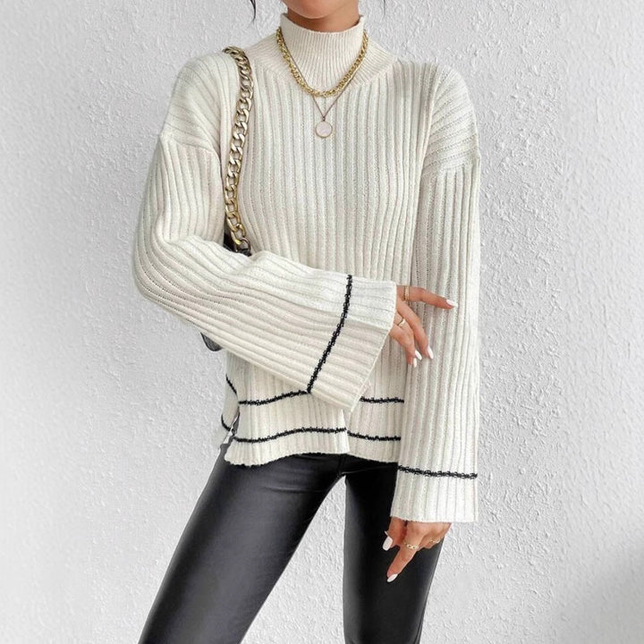 Suéter de punto acanalado holgado de invierno para mujer