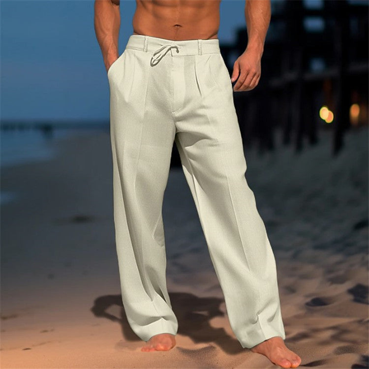Pantalones relajados de hombre con cordón para primavera