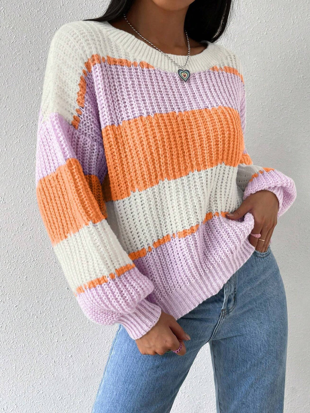 Women’s Striped Knit Pullover Sweater