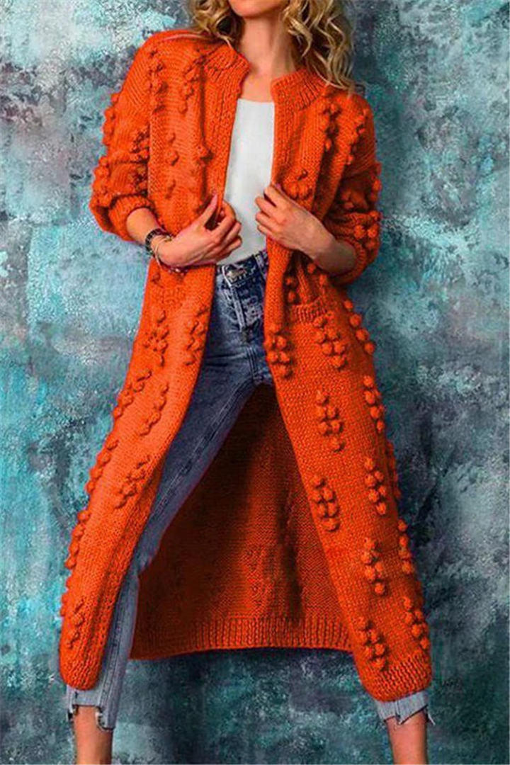 Women’s Long Knit Open Front Textured Cardigan