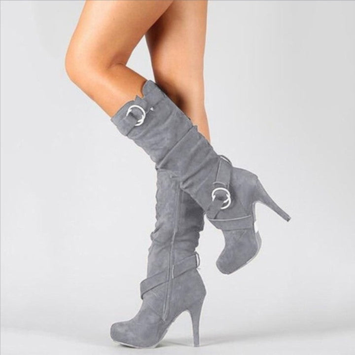 Women’s High Heel Boots with Buckles