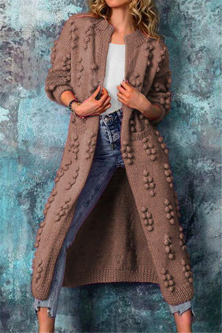Women’s Long Knit Open Front Textured Cardigan
