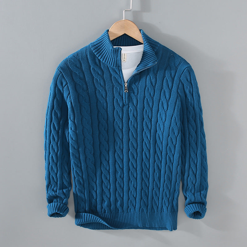 Suéter para hombre con media cremallera y diseño de ochos