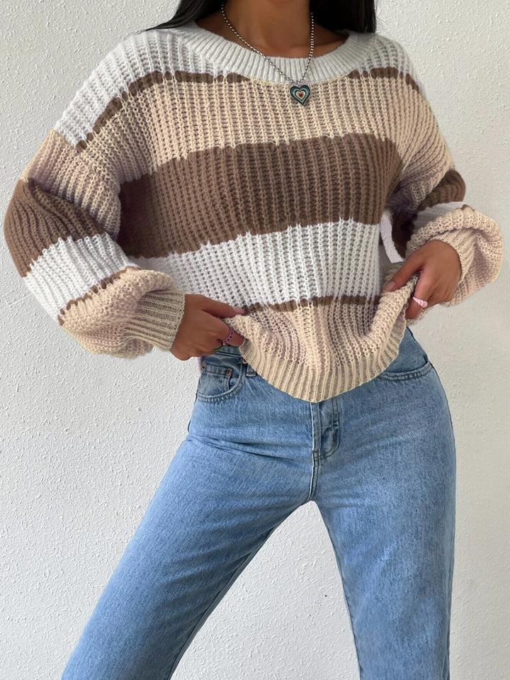 Women’s Striped Knit Pullover Sweater