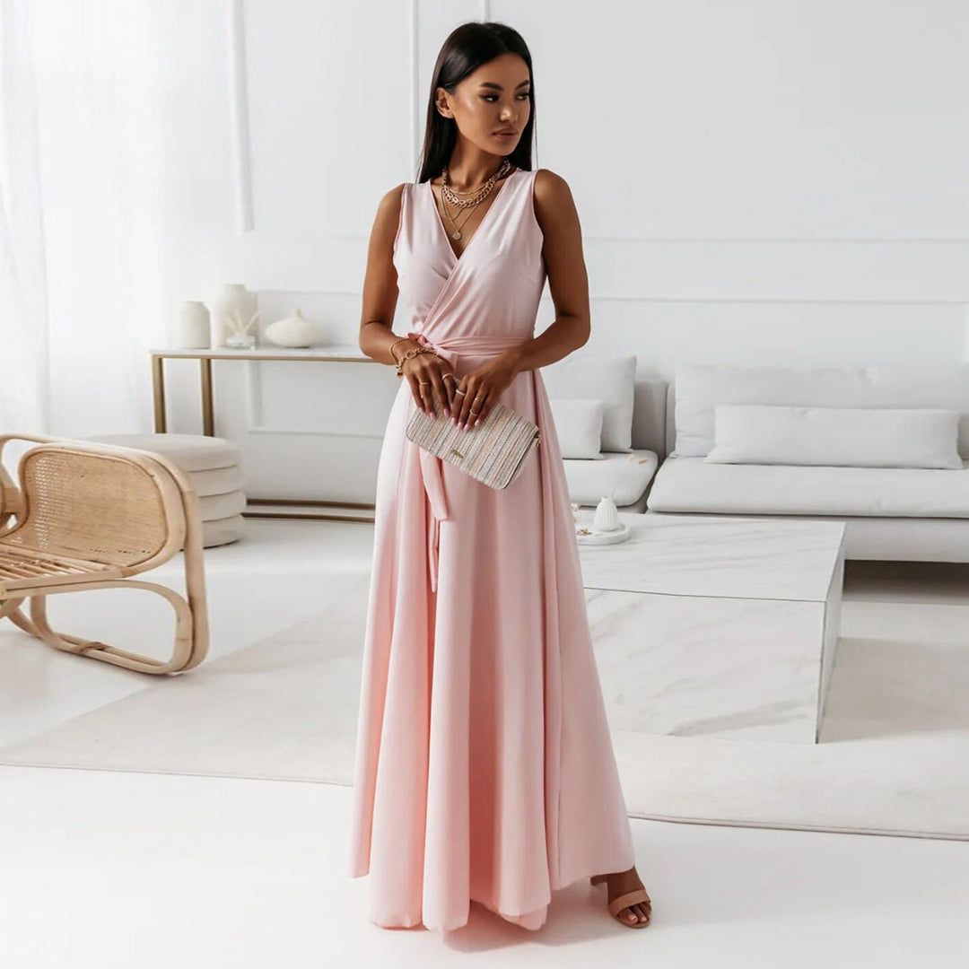 Hailey | Vestido largo cruzado elegante para invitadas de boda
