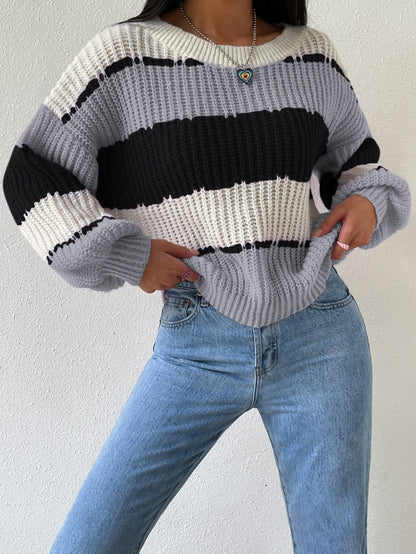 Women’s Striped Knit Pullover Sweater