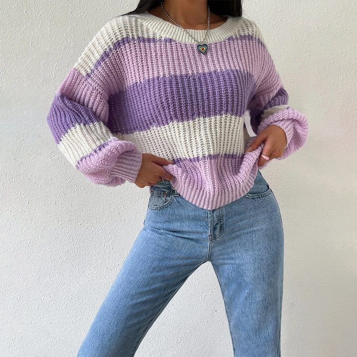 Women’s Striped Knit Pullover Sweater